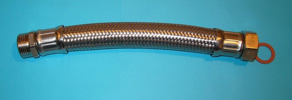 Flexibler Druckschlauch 1", Länge 500 mm mit Edelstahlumflechtung, Anschlüsse Messing 