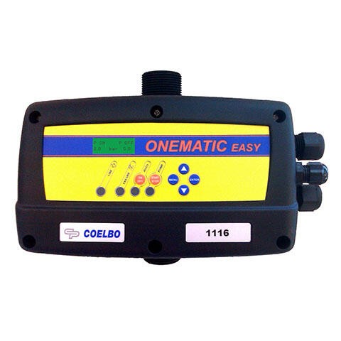 Onematic easy ist ein kompakter, elektronischer Druckschalter zur Steuerung von Pumpen mit Wechselstrommotor. Der Schaltautomat steuert das automatische Ein- und Ausschalten einer Pumpe entweder über eine Drucksteuerung mit druckabhängiger Ein- und Aussch