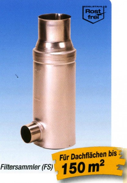 Filter in Edelstahl für Fallrohr 100mm, Filtergewebe 0,28mm